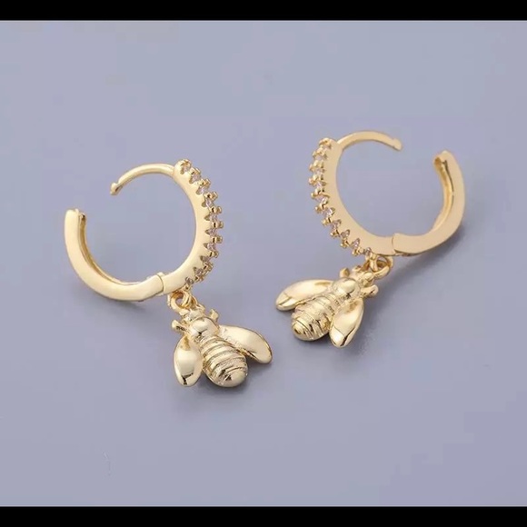today deal Bee Earrings - Gift- Jewelry Gold Minimalist Earrings - Fashion - Picture 7 of 9